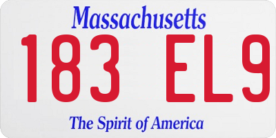 MA license plate 183EL9