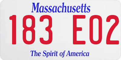 MA license plate 183EO2