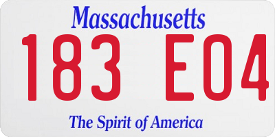 MA license plate 183EO4