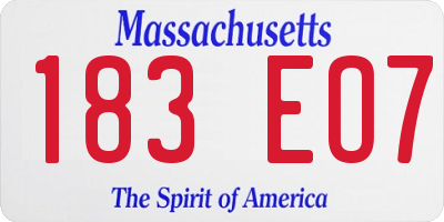 MA license plate 183EO7