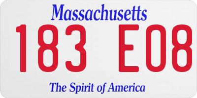 MA license plate 183EO8