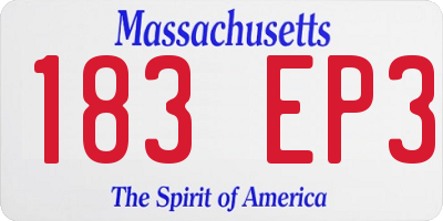 MA license plate 183EP3