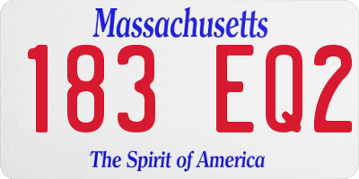 MA license plate 183EQ2
