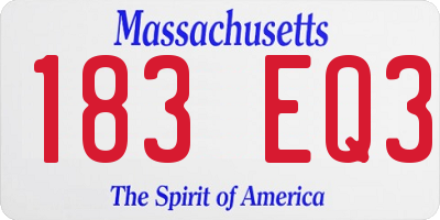 MA license plate 183EQ3