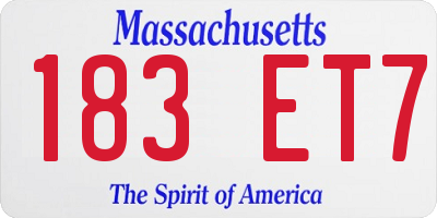 MA license plate 183ET7