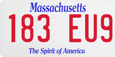 MA license plate 183EU9