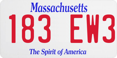MA license plate 183EW3