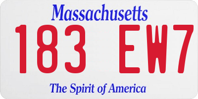 MA license plate 183EW7