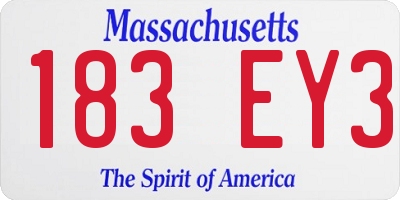 MA license plate 183EY3