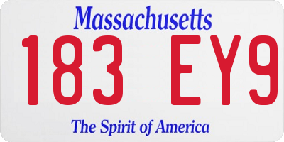 MA license plate 183EY9