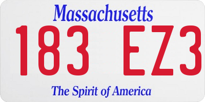MA license plate 183EZ3