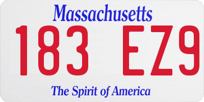 MA license plate 183EZ9