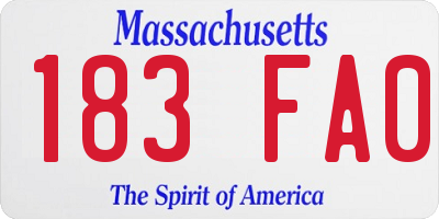 MA license plate 183FA0