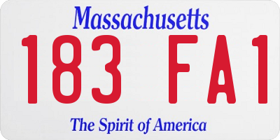 MA license plate 183FA1