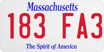 MA license plate 183FA3