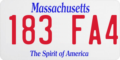 MA license plate 183FA4