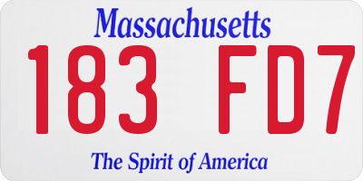 MA license plate 183FD7