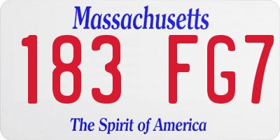 MA license plate 183FG7