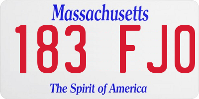 MA license plate 183FJ0