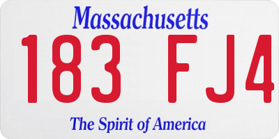 MA license plate 183FJ4