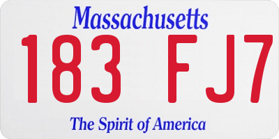 MA license plate 183FJ7