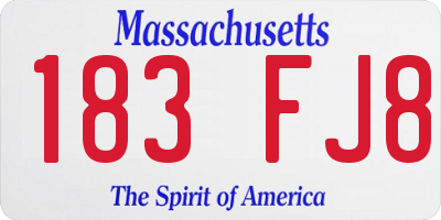MA license plate 183FJ8