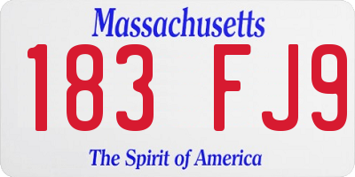MA license plate 183FJ9