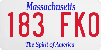 MA license plate 183FK0