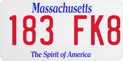 MA license plate 183FK8