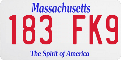 MA license plate 183FK9