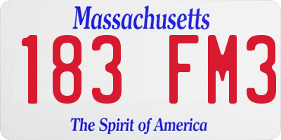 MA license plate 183FM3