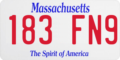 MA license plate 183FN9