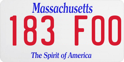 MA license plate 183FO0