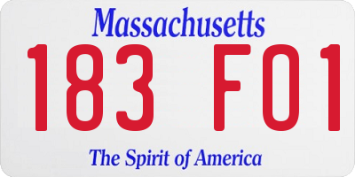 MA license plate 183FO1