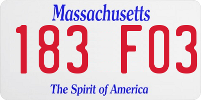 MA license plate 183FO3