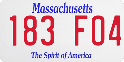 MA license plate 183FO4