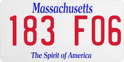 MA license plate 183FO6