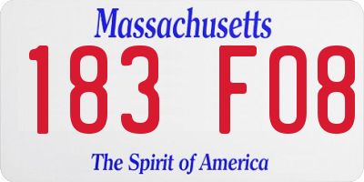 MA license plate 183FO8