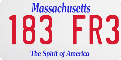 MA license plate 183FR3