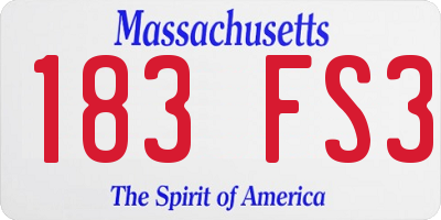 MA license plate 183FS3