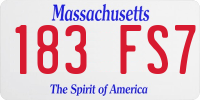 MA license plate 183FS7