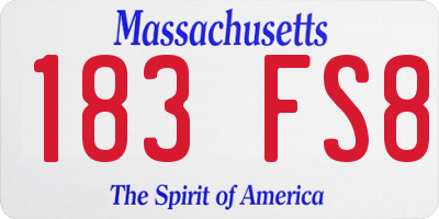 MA license plate 183FS8