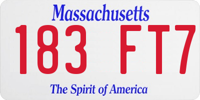 MA license plate 183FT7