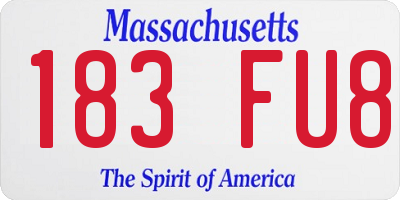 MA license plate 183FU8