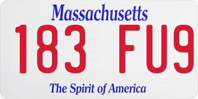 MA license plate 183FU9