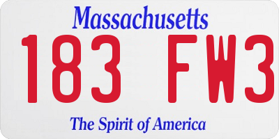 MA license plate 183FW3