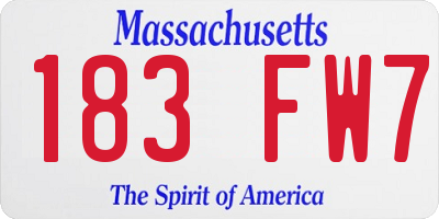 MA license plate 183FW7