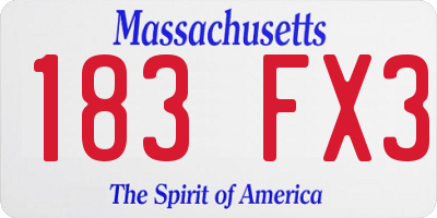 MA license plate 183FX3