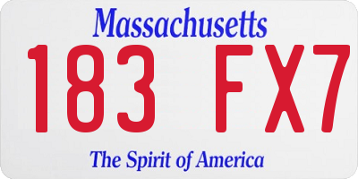 MA license plate 183FX7