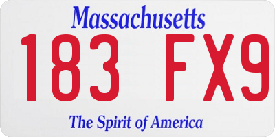 MA license plate 183FX9